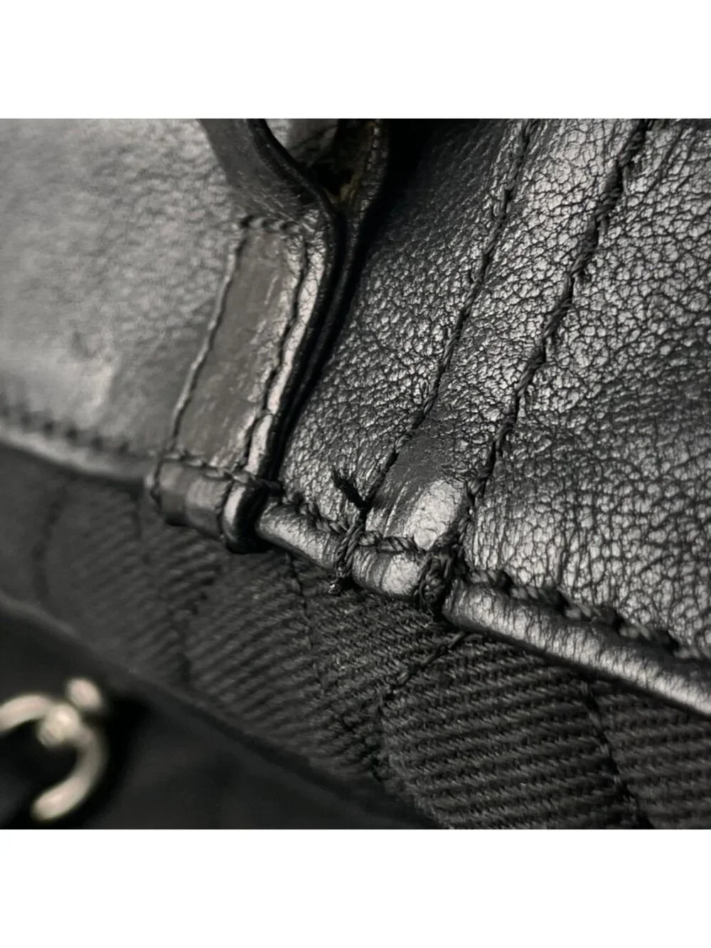 Chanel CC Logo Chain Tote Calf Hair Black